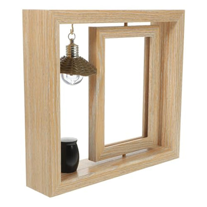 Kichvoe Rotating Memorial Picture Frame with Small Urn for Ashes 4X6 Inch Wooden Tabletop Keepsake Frame for Human Ashes