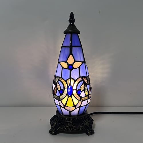 Small Tiffany Stained Glass Table Lamp 5.5X11 Inch, Blue Baroque - color: Stained Glass