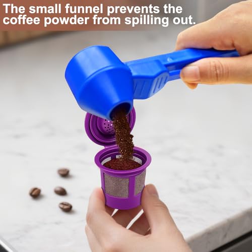 Palksky Coffee Scoop & Funnel for Reusable K Cup Refillable Coffee Pods,2 Tablespoon Coffee Measuring coffee Scooper,1PCS(Blue) - color: Blue