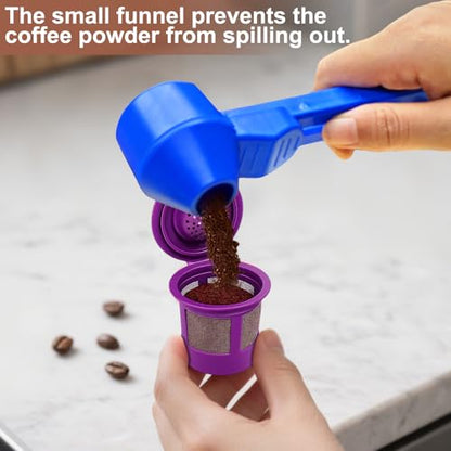 Palksky Coffee Scoop & Funnel for Reusable K Cup Refillable Coffee Pods,2 Tablespoon Coffee Measuring coffee Scooper,1PCS(Blue) - color: Blue