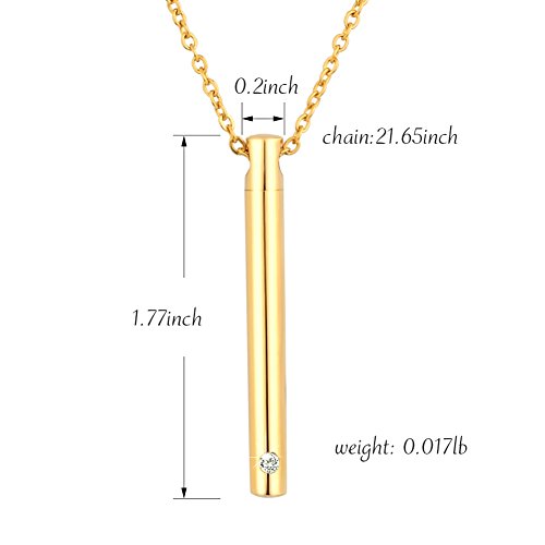 XIUDA Urn Necklace for Ashes Stainless Steel Cremation Necklace with Crystal Memorial Pendant Necklace - color: gold