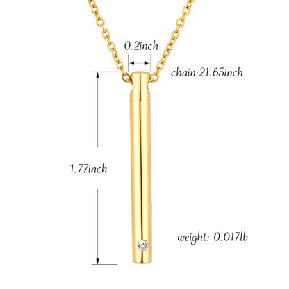 XIUDA Urn Necklace for Ashes Stainless Steel Cremation Necklace with Crystal Memorial Pendant Necklace - color: gold