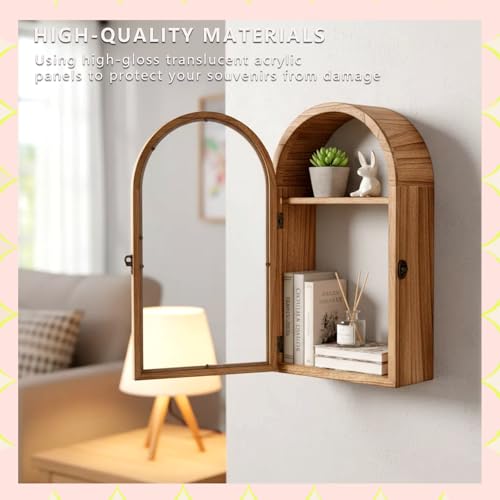 Shadow Box Frame with Clear Acrylic Door, Removable Shelves & Linen Back - Large Display Case Picture Frame for Wall or Tabletop - Memory Box for Wedding Bouquet, Photos, Medals, Memorabilia