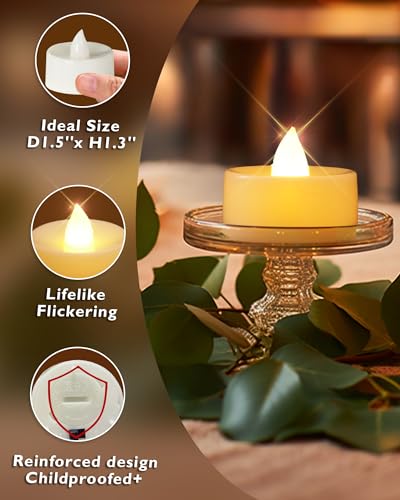 Homemory 12-Pack Flameless Tea Lights Candles Battery Operated, 200+ Hours - color: Warm White Light, White Base, size: Pack of 12
