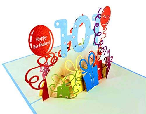 iGifts And Cards 101st Special Happy Birthday 3D Pop-Up Card 4.75" x 7" | Colorful Gifts and Balloons, Festive Milestone Celebration, Senior, Parent, Grandparent, Heartfelt Greeting, Fun Paper Art