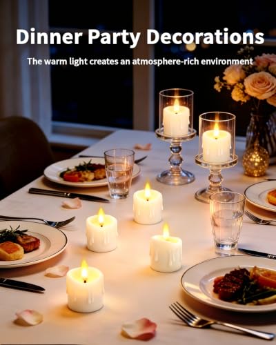 6 Pack Small Rechargeable Flameless Candles with Remote Timer - color: White, size: 6 Pack