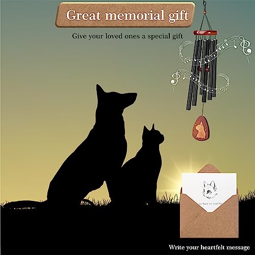 Cat Wind Chimes for Outsides, Cat Memorial Wind Chimes of Loved One Mother Father, Sympathy Wind Chimes for Cats Loss of Pet, Pet Memorial Gifts Home Decor Outdoor Garden Patio Backyard