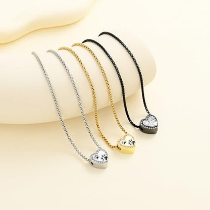 Oinsi Pet Cremation Jewelry - Heart Urn Necklaces for Dog Cat Ashes Keepsake Pet Paw Memorial Urn Pendant Ash Holder for Women Men - color: Sliver