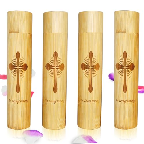4 Pack Small Biodegradable Bamboo Scattering Tubes Urn for Human Ash - color: Cross, size: Small (Set of 4)