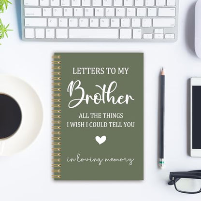 Brother Memorial Gifts Spiral Notebook Journal, Sympathy Bereavement Gifts for Loss of Brothers Notebook, Letters to My Brother in Loving Memory Journal, 5.5x8.3 Inches - style: brother