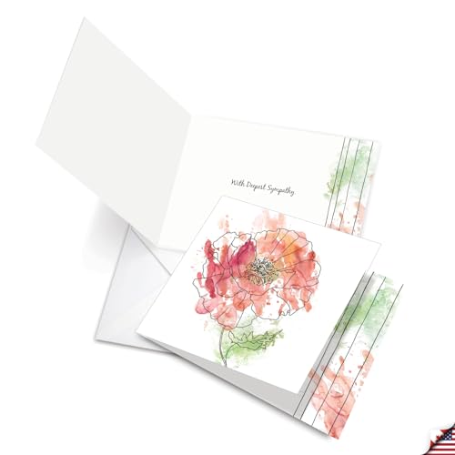 The Best Card Company - 12 Sympathy Note Cards with Envelopes - Loving Flower Bereavement (4 Designs, 3 Each) - Basic Blooms AMQ4627SMG-B3x4 - style: Basic Blooms