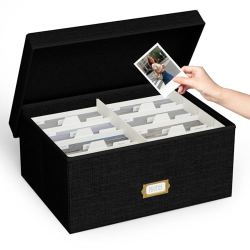 Decorative Photo Storage Box, Linen Photo Box Holds 1700 5x7 Pictures Black - color: Black, size: 5x7 (1 Pack)