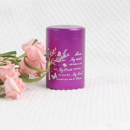 3 Inch Small Urn for Human Ashes Aluminum Mini Cremation Small Keepsake Urn for Sharing Ashes Mini Urn-Mom Purple - size: Purple-Mom