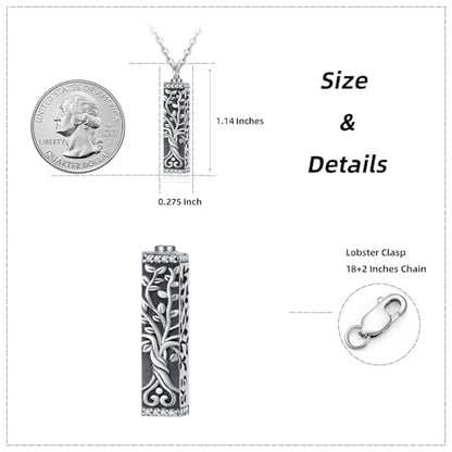 Sterling Silver Tree of Life Flower Celtic Cremation Ashes Urn Pendant Necklace for Women - color: Bar *Treelife Sty1(Zircon)