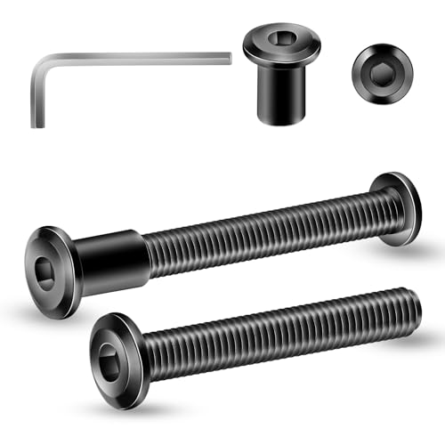1/4-20 x 2 Inch 20Pcs Flat Head Hex Socket Cap Screws Bolts Barrel Nuts Kit, 304 Stainless Steel 18-8, Full Thread, Black Oxide by SG TZH (with Hex Spanner) - color: Black, size: 1/4-20 x 2"