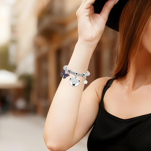 Sympathy Bracelet for Women Butterfly Lover Memorial Bracelets Bereavement Gift for Loss Going Away Gift for Loss of Mom Dad Sister Friend Remembrance Condolence Christmas Mothers Day Stretch Jewelry