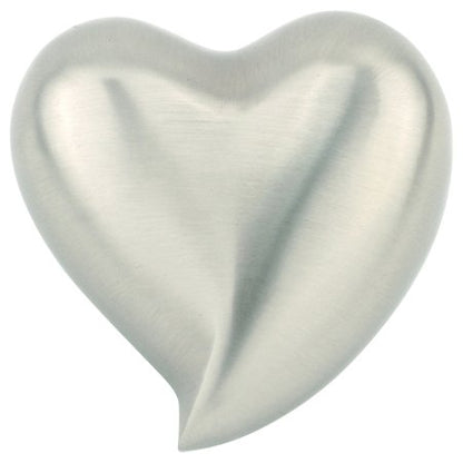 Pewterglow Heart Keepsake Cremation Urn for Ashes, Brass, Silver Urn, Keepsake Sized Cremation Urn, 3 Inches Wide - color: Pewterglow Heart