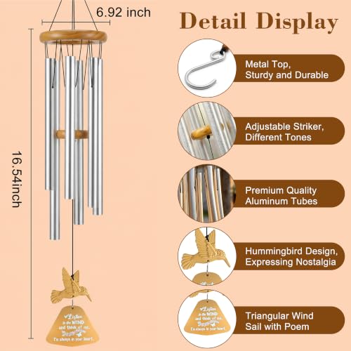 Memorial Wind Chimes with Hummingbird Crystal Ball, Sympathy Wind Chimes | Memorial Wind Chimes for Loss of Loved One with Sympathy Cards, Memorial Gift for Loss of Loved One Windchimes Remembrance