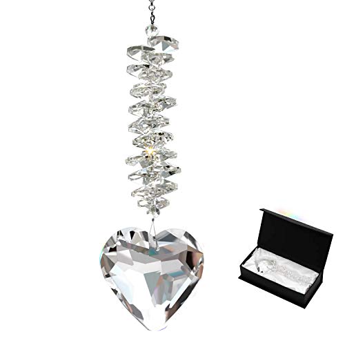 Memorial Gifts for Loss of Loved One, Sympathy Gift for Loss of Father Mother, Bereavement Gift Ideas Hanging Ornament with 45mm Clear Glass Heart Crystal Ball Prism Rainbow Maker Grief Gifts(Clear) - color: Clear