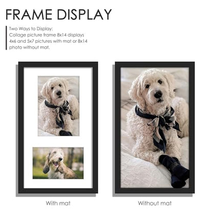 DUENPY 8x14 Multi Size Collage Frame Photo Display Black - color: Black, size: 8x14（4x6+5x7 opening）