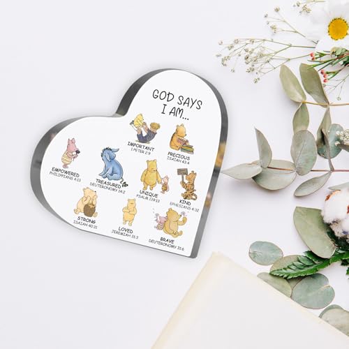 Winnie Inspirational Decor, Christian Religious Gifts for Women, Winnie Bible Verse Encouragement Presents for Sister Mom Friend, Home Office Desk Decor Acrylic Plaques - style: Winnie 001