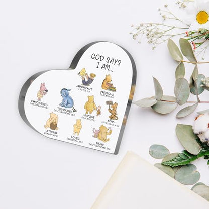 Winnie Inspirational Decor, Christian Religious Gifts for Women, Winnie Bible Verse Encouragement Presents for Sister Mom Friend, Home Office Desk Decor Acrylic Plaques - style: Winnie 001