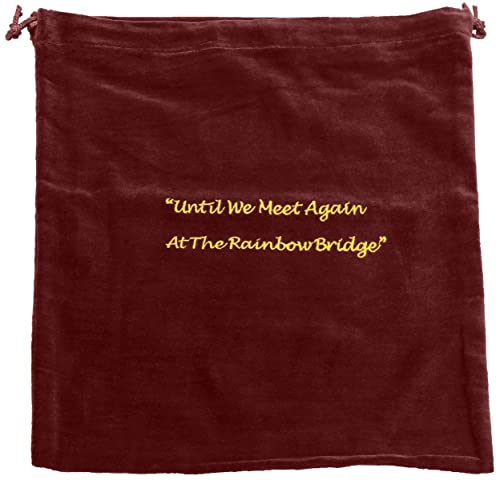 Extra Large Burgundy Velvet Rainbow Bridge Cremains Bag for Ashes - Extra Large Size 13"L x 15"H - for Holding 400 Cubic Inches of Pet Cremains - Includes Plastic Bag for Ashes - color: Burgundy, size: Extra Large