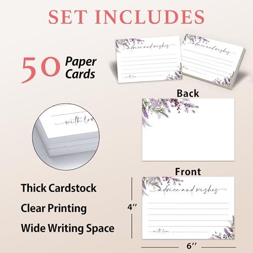 Advice and Wishes Cards – 50 Pcs Lavender Perfect for the Bride and Groom, Baby Shower, Bridal Shower, Wedding Shower, Graduation Party, Retirement Party, Anniversary -A06 - color: Lavender, size: Standard Cards