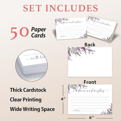 Advice and Wishes Cards – 50 Pcs Lavender Perfect for the Bride and Groom, Baby Shower, Bridal Shower, Wedding Shower, Graduation Party, Retirement Party, Anniversary -A06 - color: Lavender, size: Standard Cards