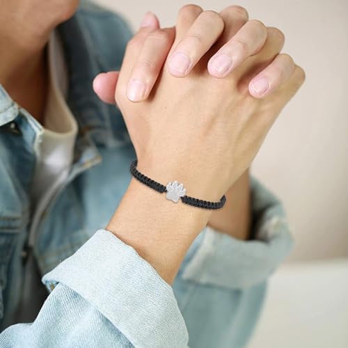 constantlife Cremation Bracelet for Pets Ashes - Dog Paw Pendant Bangle Stainless Steel Memorial Urn Jewelry - color: Z-Silver