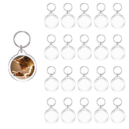 BetterJonny 20Pcs Acrylic Picture Keychain Blanks in Clear Acrylic Picture Frame Keyrings - color: Round
