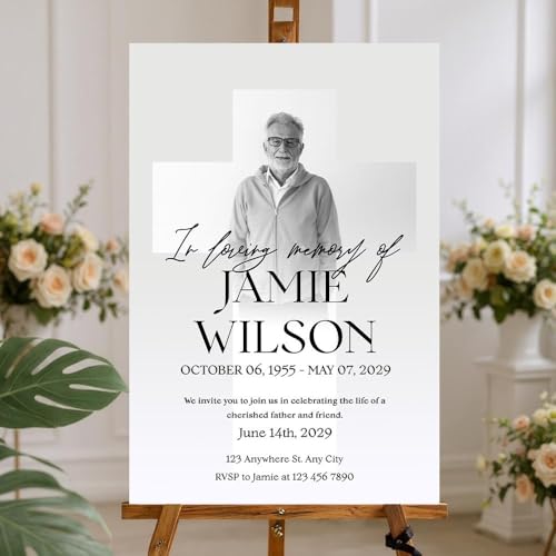 In Loving Memory Custom Photo Outdoor Sign – Funeral Entrance Welcome Display – Edit Text & Photo - color: Version 17