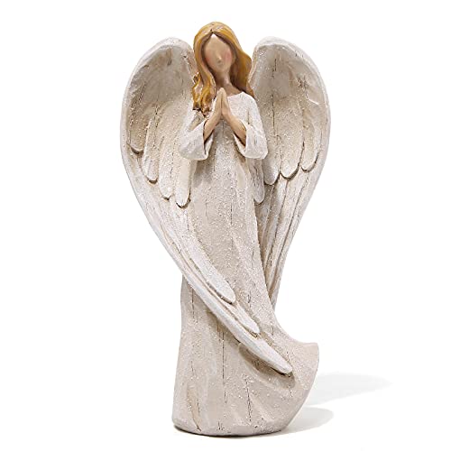 Hodao Praying Angel Figurine, Elegant White | Resin Guardian Angel Statue, For Home Decor, Blessing Sculpture for Shelf Table Mantel - style: praying