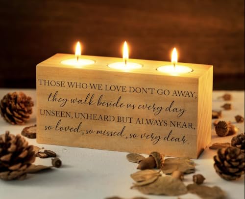 Sympathy Bereavement Gift for Loss of Loved One - Memorial Candle Holders - Handcrafted Wooden Keepsake with Poem - Condolence for Loss of Mother, Father (WE Love) - color: We Love