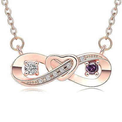Infinity Love Urn Pendant Stainless Steel Snake Chain Cremation Jewelry for Ashes for Woman Free Filling Tools Include - color: New-Rose Gold-White+Deep Purple