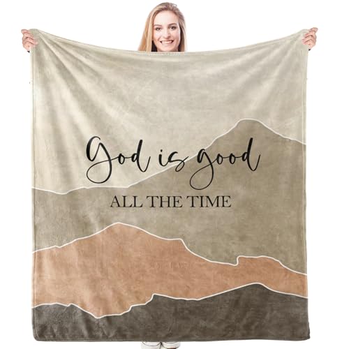HIWX Boho Christian Blanket, God is Good All the Time Bible Verse Abstract Mountain Throw Blanket for Home Bedroom Living Room Couch Bed Decor, Christian Gifts for Women Faith, 50x60 Inches - color: Valley, size: 50“L x 60”W