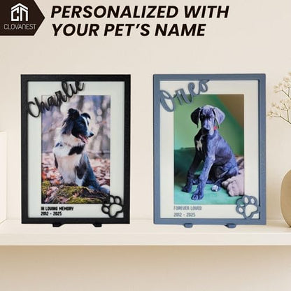 Dog Memorial Picture Frame with Angel Dog Holder, 4x6 Frames for Pet Memorial Pictures, Pet Sympathy, Gifts for Dogs that Passed, Pet Remembrance, Condolence Gift, Rainbow Bridge Gift for Puppy, Chihuahua, Bulldog, Labrador, German Shepherd, Poodle Dachsh