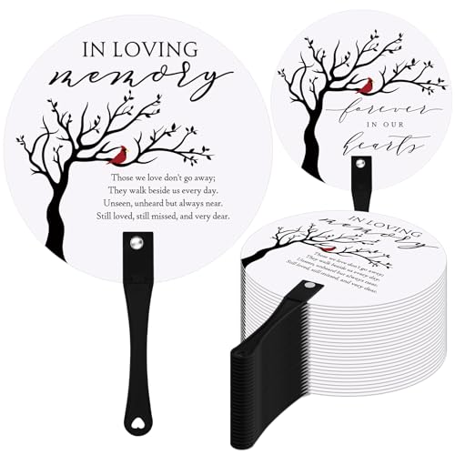 Teling 50 Pcs Funeral Favors Fans Memorial Plastic Celebration of Life Handheld Fans with Plastic Handle Hand for Funeral Guests Services Condolence Sympathy Gift Supplies(Cardinals) - style: Cardinals