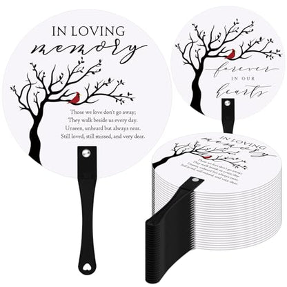 Teling 50 Pcs Funeral Favors Fans Memorial Plastic Celebration of Life Handheld Fans with Plastic Handle Hand for Funeral Guests Services Condolence Sympathy Gift Supplies(Cardinals) - style: Cardinals