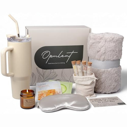 Opulent Self Care Spa Gift Box for Women - Thoughtful Get Well Gift - color: Sea Salt