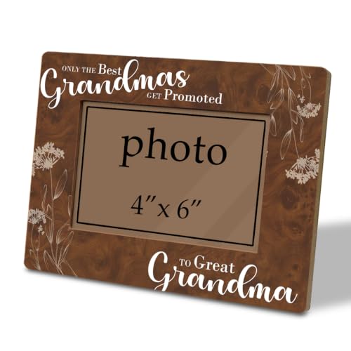 Only the Best Grandmas Get Promoted to Great Grandma Picture Frame, Great Grandmother Mothers Day Gift, Farmhouse Wooden Photo Frame Fitting a 4 x 6 Inch Photo - color: Great Grandmother