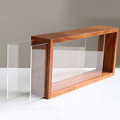 Shadow Photo Frame,Wooden Double-Sided High-Definition Plexiglass Storage Box, DIY Display Box, Suitable for Dried Flowers, Specimens, Handicrafts, Baby Souvenirs and Photos (Walnut Brown) - color: Walnut Brown
