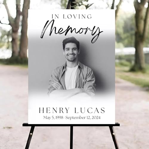 Celebration of Life Welcome Sign, Funeral Welcome Sign, in Loving Memory Sign, Celebration of Life Funeral Sign, Celebration of Life Sign, Memorial Sign with Photo #T2123 - color: Version #20