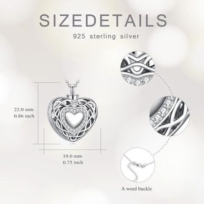 Filigree Dog Paw Urn Locket Necklace 925 Sterling Silver Print Pet Urn Necklace for Ashes Engraved Personalized Cremation Jewelry Pictures Keepsake Memorial Gifts for Women Men - style: Celtic Knot