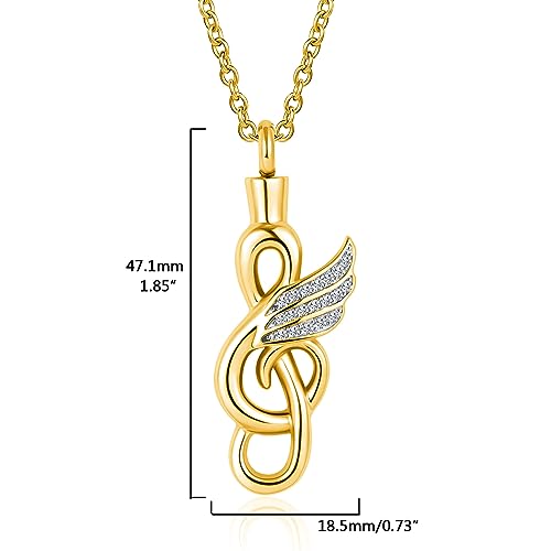 GMXLin Music Note Cremation Urn Necklace for Ashes Locket Hold Ashes Keepsake Memorial Pendant for Men Women - color: Yellow