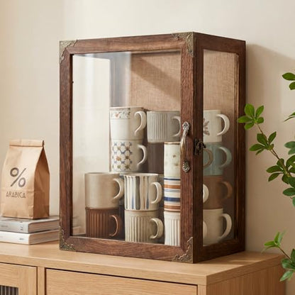 Vicenpal Deep Shadow Box Frame 14" x 11", Depth 6" Shadow Boxes Display Case Rustic Burnt Wood Clear Acrylic Panels Memory Box for Flowers Picture Graduation Cap Wedding Medals