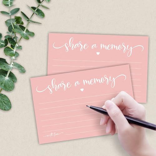 50 Pcs Share A Memory Cards - 4"x 6" Double Sided Fill，For Wedding, Anniversary, Graduation, Birthday, Retirement Party - Celebration Of Life Keepsake Cards（Pink）- A06 - color: Share A Memory(Pink)
