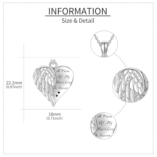 YFN Guardian Angel Wings Heart Necklace Sterling Silver Angel Wings Memorial Sympathy Jewelry for Women Girls Gifts - style: Sympathy Guardian Angel