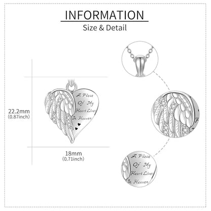 YFN Guardian Angel Wings Heart Necklace Sterling Silver Angel Wings Memorial Sympathy Jewelry for Women Girls Gifts - style: Sympathy Guardian Angel