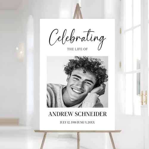 Celebration of Life Sign - In Loving Memory, Memorial Decor - Funeral Welcome Sign & Program - color: Version 9